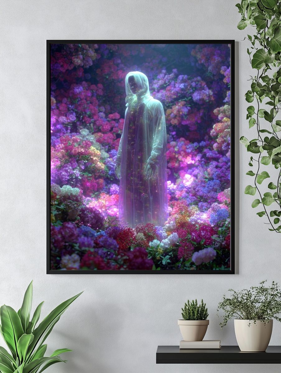 Ethereal Floral Figure Digital Art Print. — room view 4