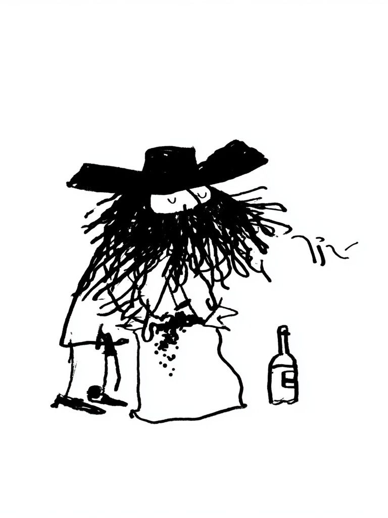 Whimsical Drunk Cowboy Illustration Poster. poster detail