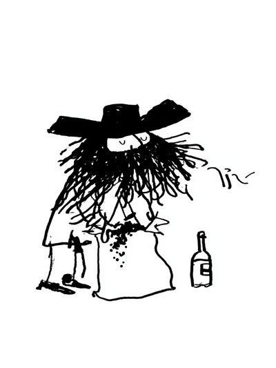 Whimsical Drunk Cowboy Illustration Poster.