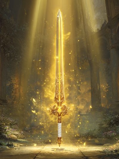Radiant Golden Sword Fantasy Print.