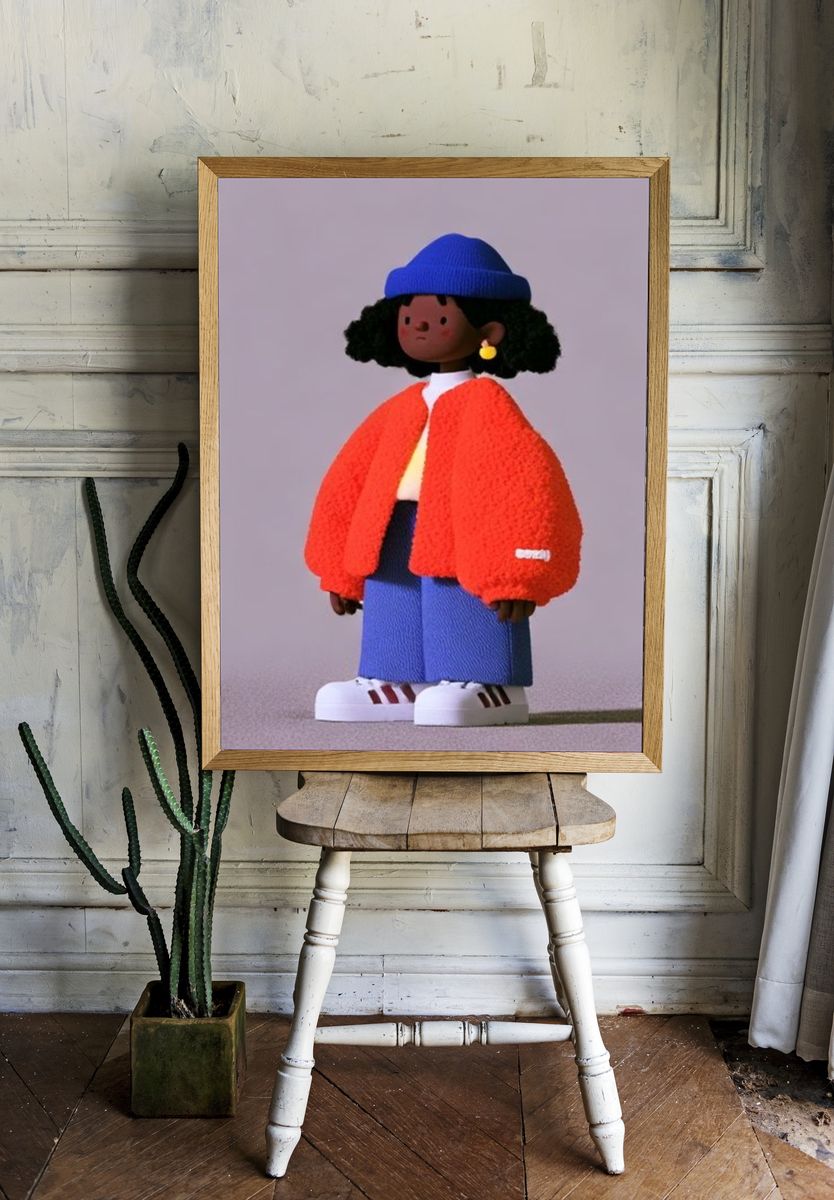 Stylized Doll Portrait Illustration Poster. room preview