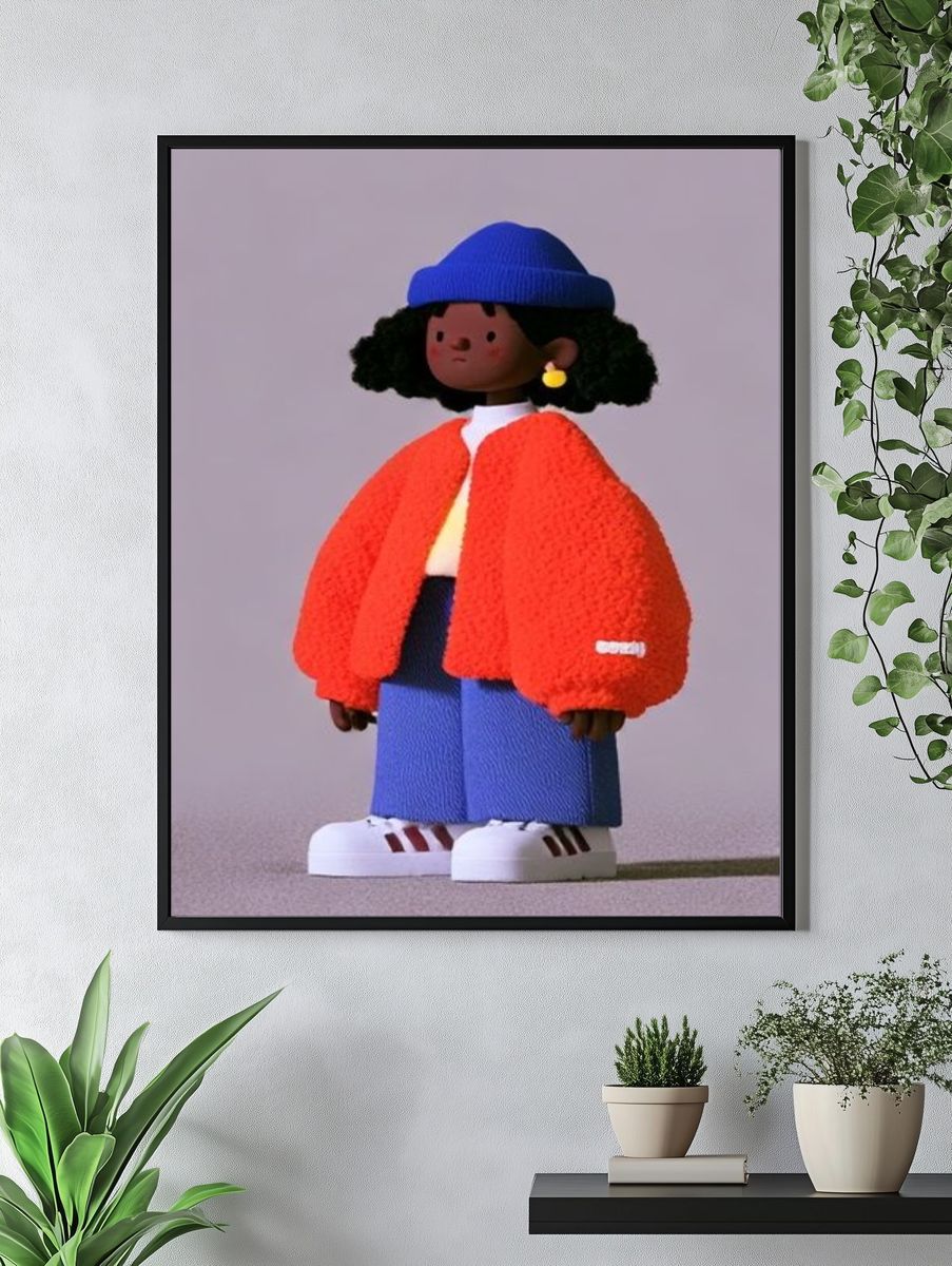 Stylized Doll Portrait Illustration Poster. — room view 4