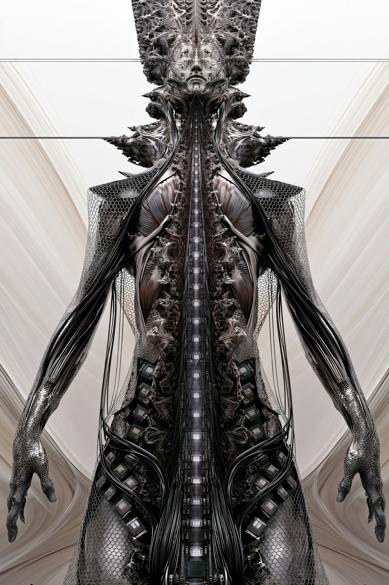 Surreal Cybernetic Figure Print. poster — illustration art