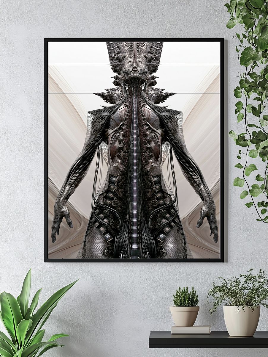 Surreal Cybernetic Figure Print. — room view 4