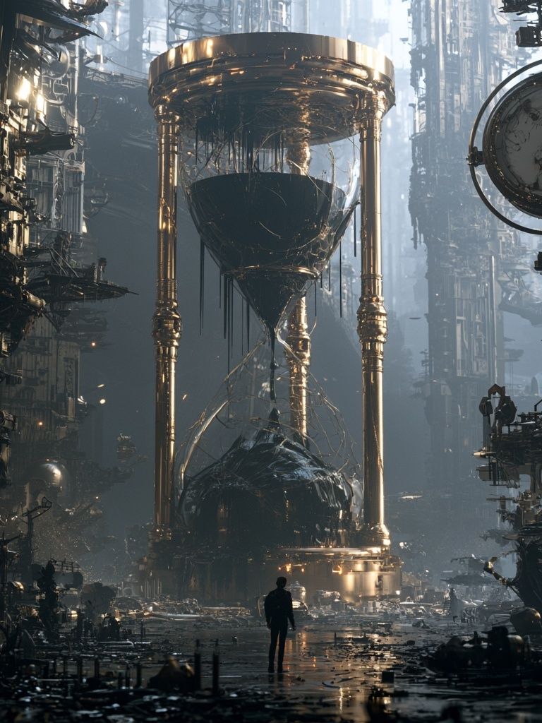 Surreal Hourglass Cityscape Print. poster detail