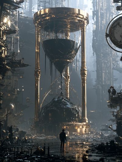 Surreal Hourglass Cityscape Print.