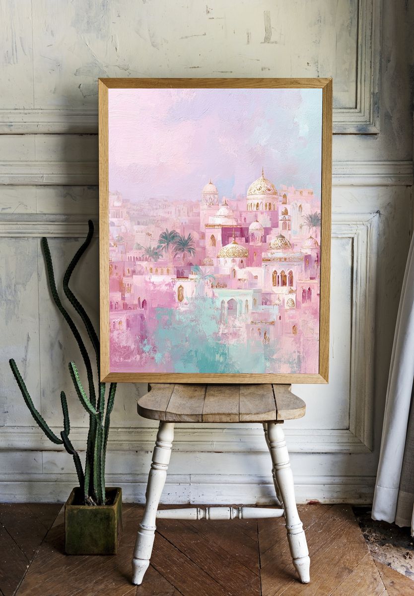 Pastel Cityscape Illustration Poster. room preview