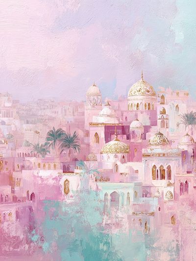 Pastel Cityscape Illustration Poster.