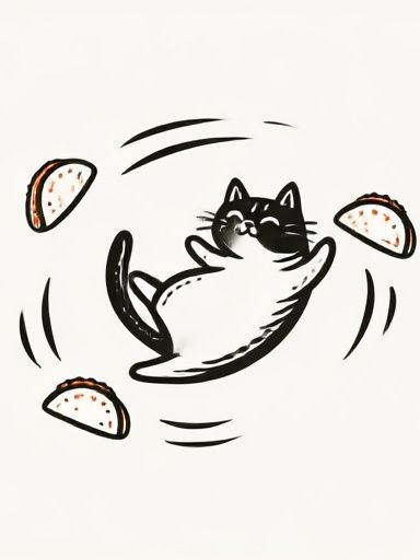 Cat and Tacos Illustration Poster. poster detail