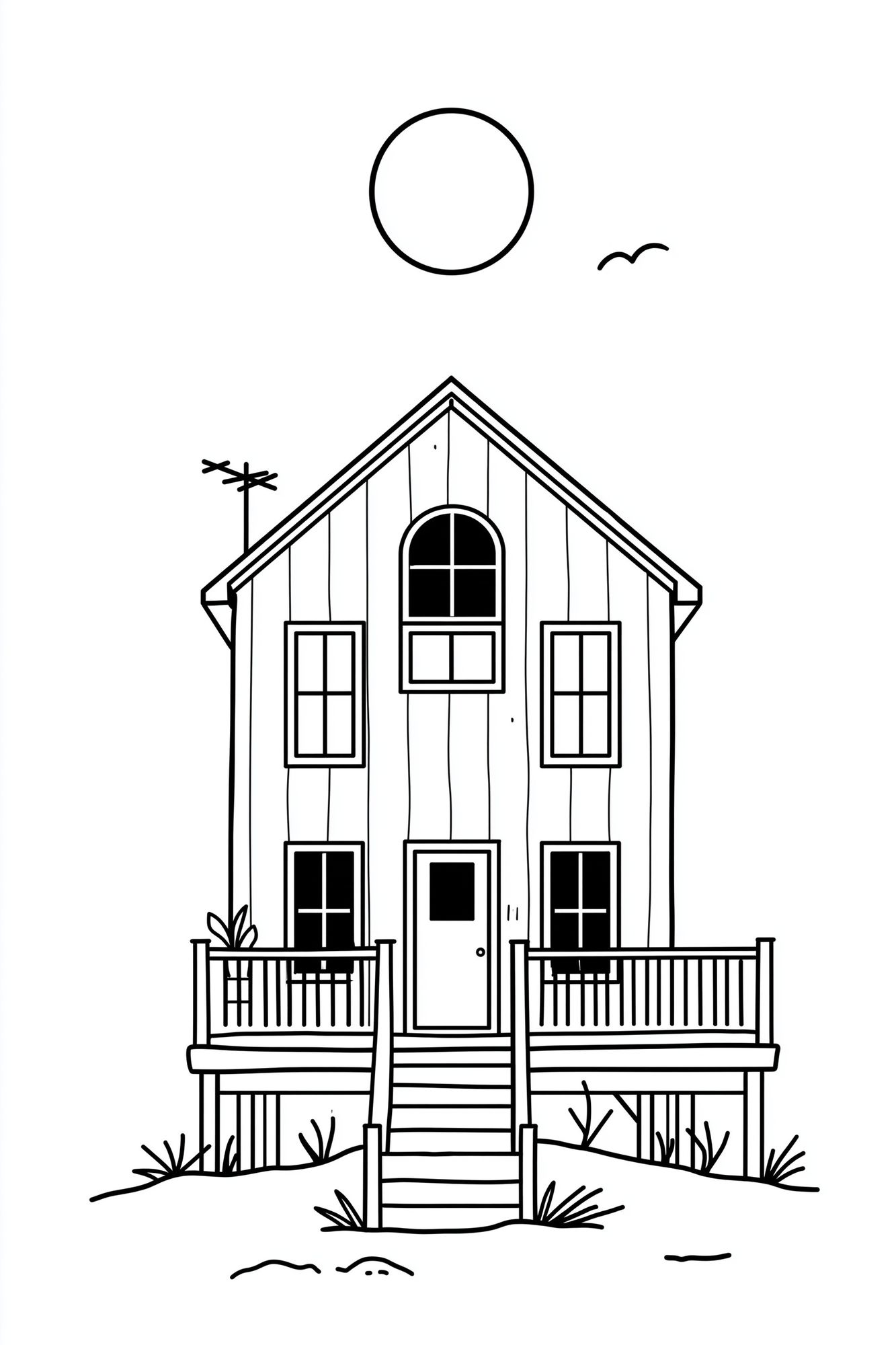 Coastal House Line Art Poster. poster detail