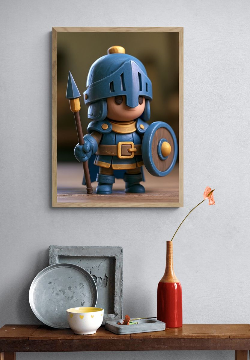 Toy Knight Figurine Illustration Print. — room view 3