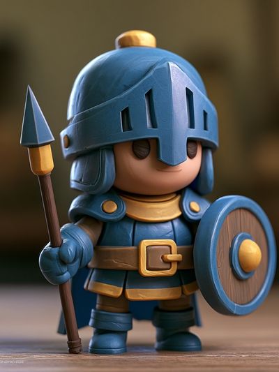 Toy Knight Figurine Illustration Print. poster