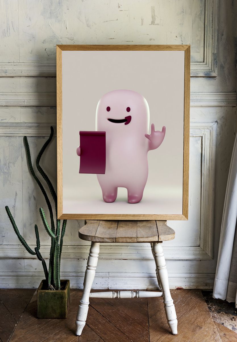 Cute Ghost Character Illustration Poster. room preview