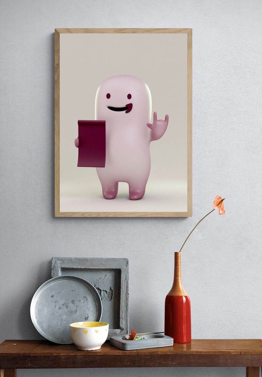 Cute Ghost Character Illustration Poster. — room view 3