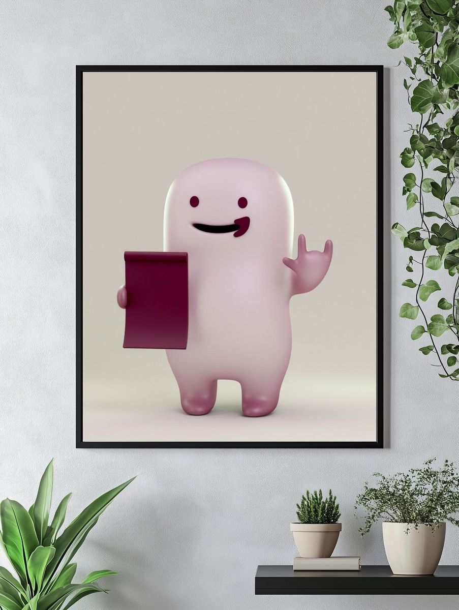 Cute Ghost Character Illustration Poster. — room view 4