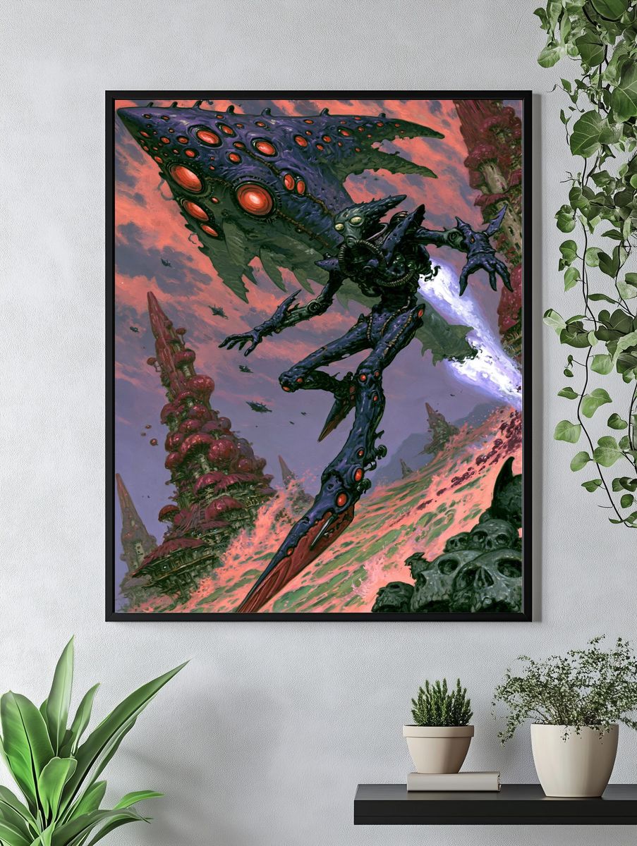 Alien Mecha Battle Illustration Poster. — room view 4