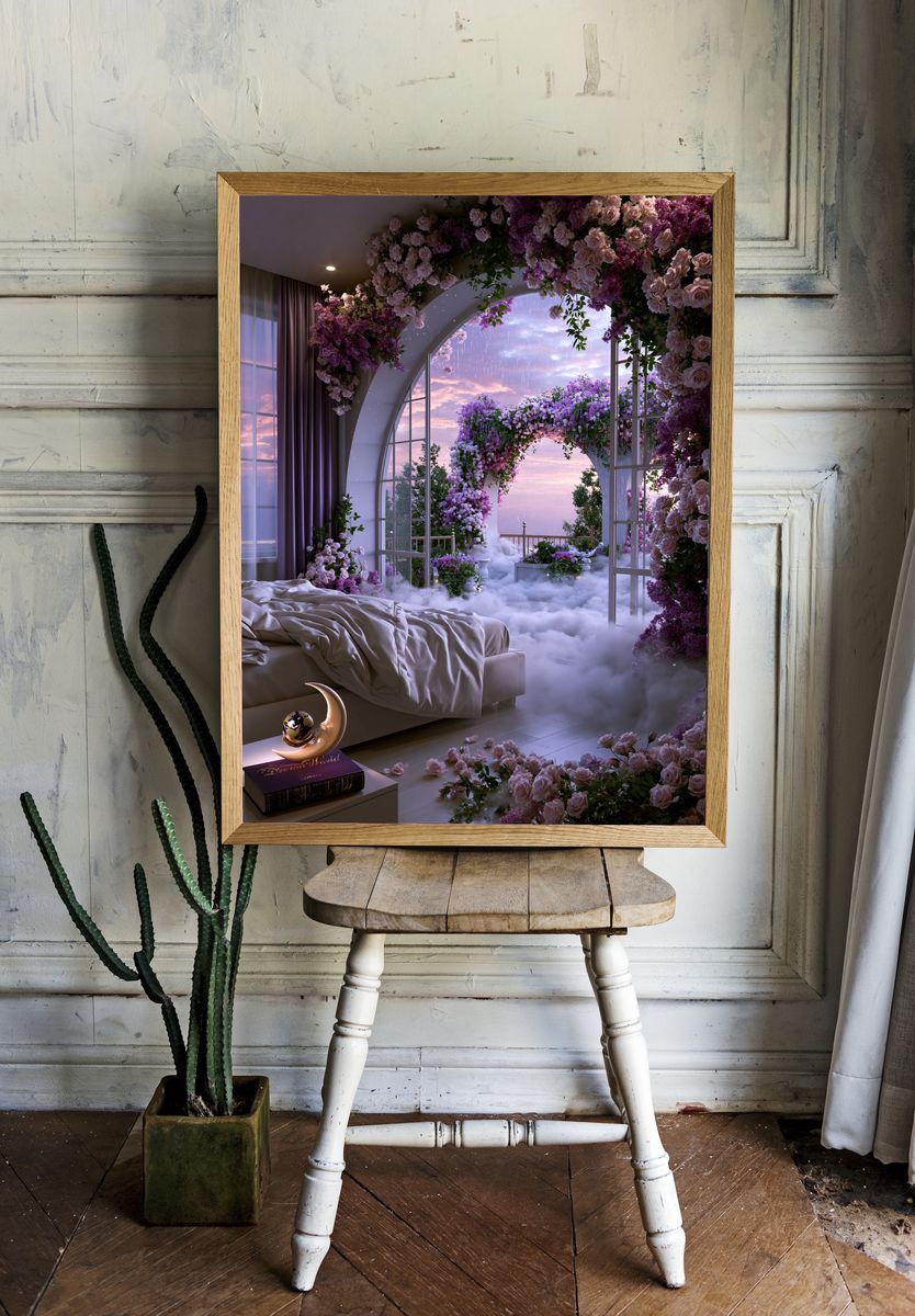 Dreamy Floral Balcony Print. — room view 1