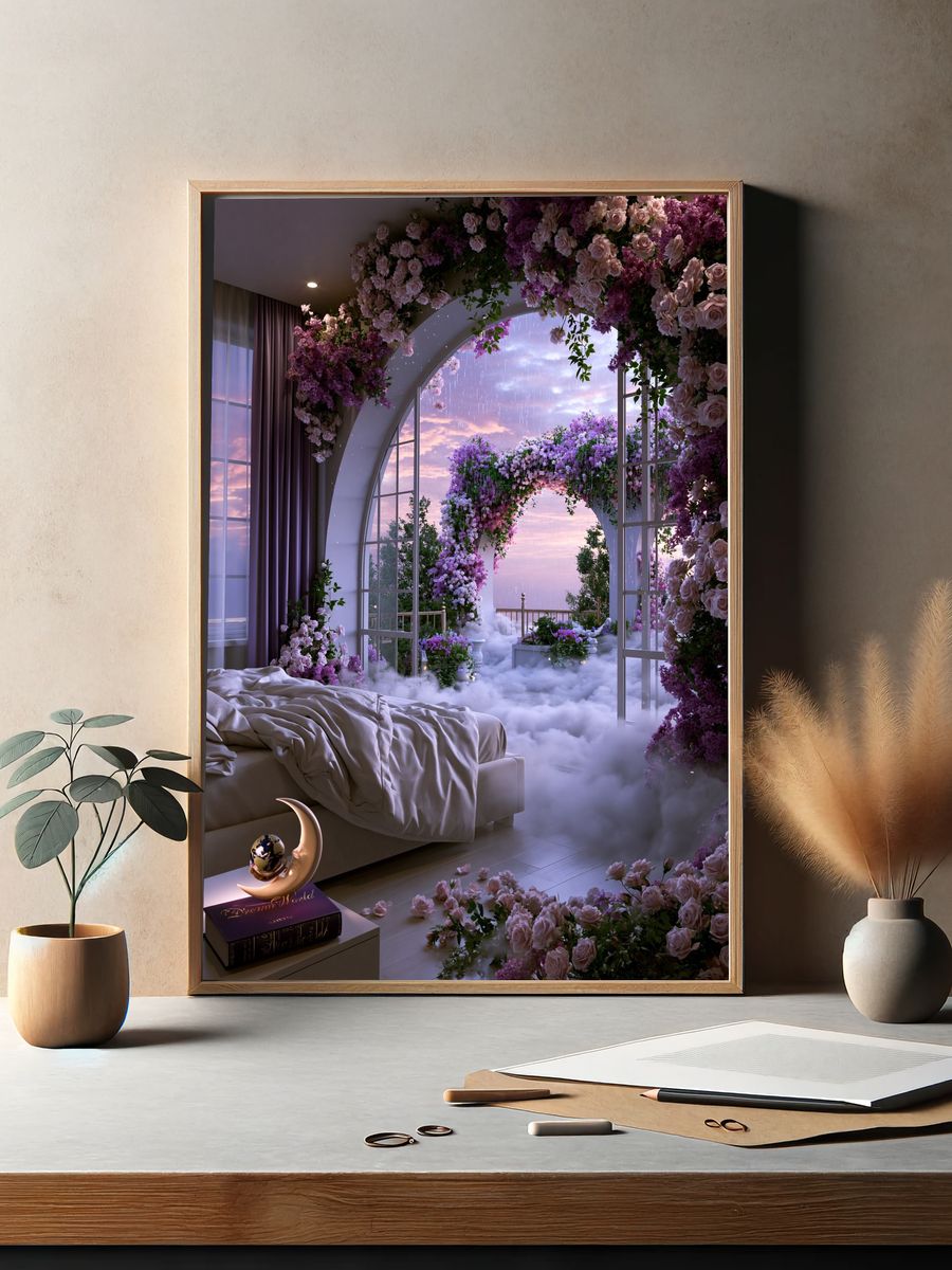 Dreamy Floral Balcony Print. — room view 2