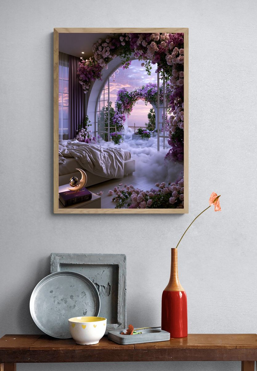 Dreamy Floral Balcony Print. — room view 3