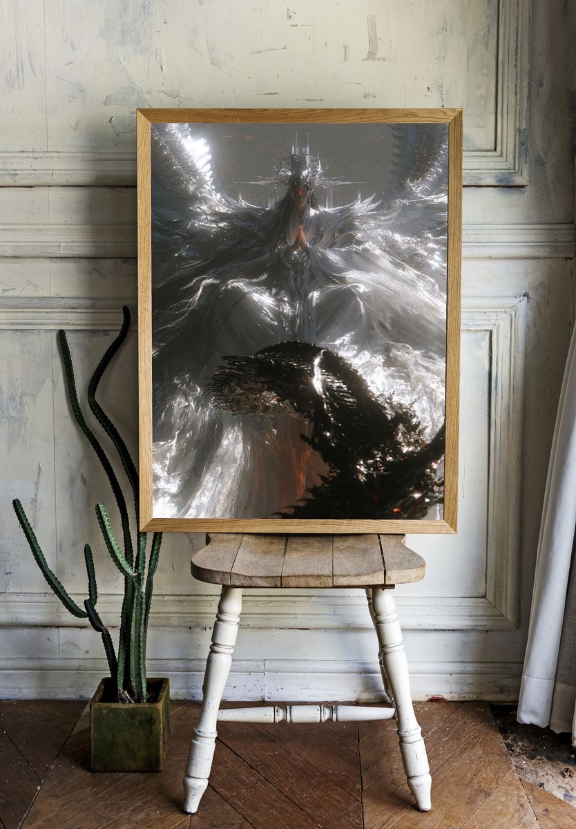 Celestial Guardian Digital Art Poster. room preview