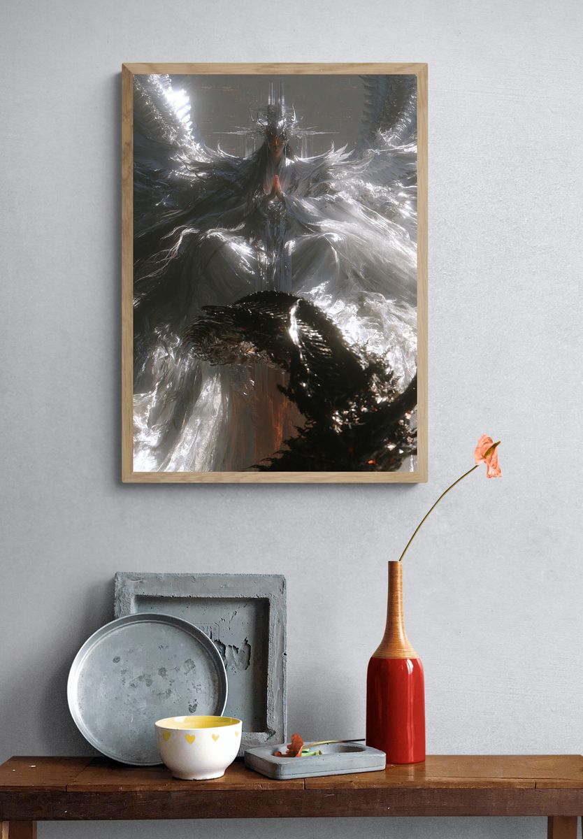 Celestial Guardian Digital Art Poster. — room view 3
