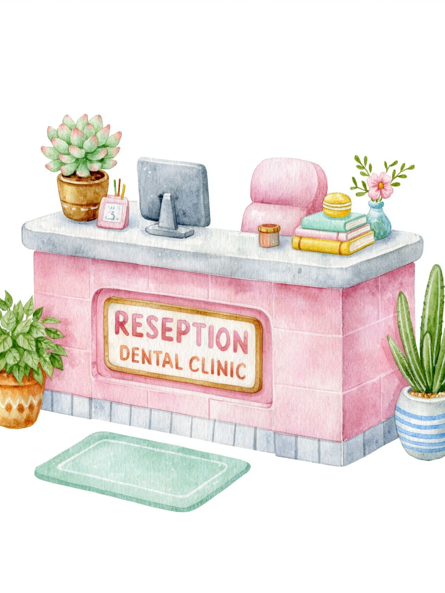 Dental Clinic Reception Watercolor Poster. poster — illustration art