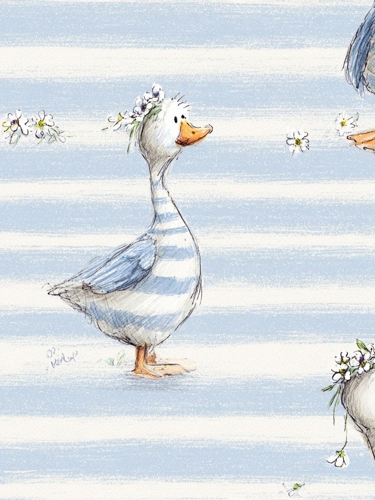 Duckling Floral Watercolor Print. poster detail