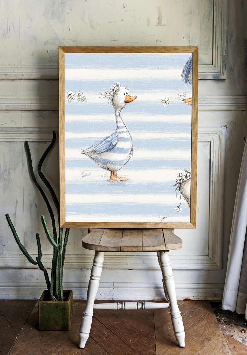 Duckling Floral Watercolor Print. — room view 1