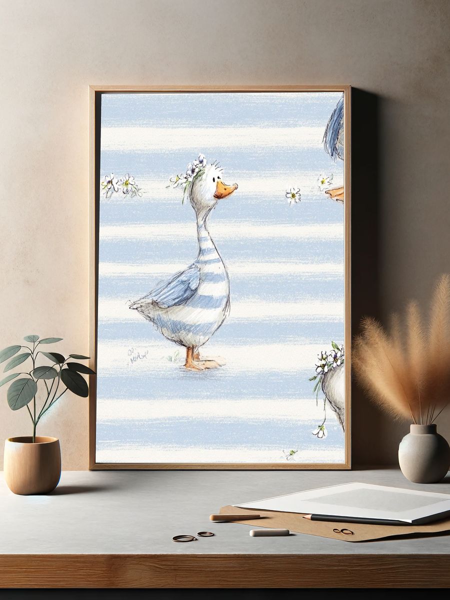Duckling Floral Watercolor Print. — room view 2