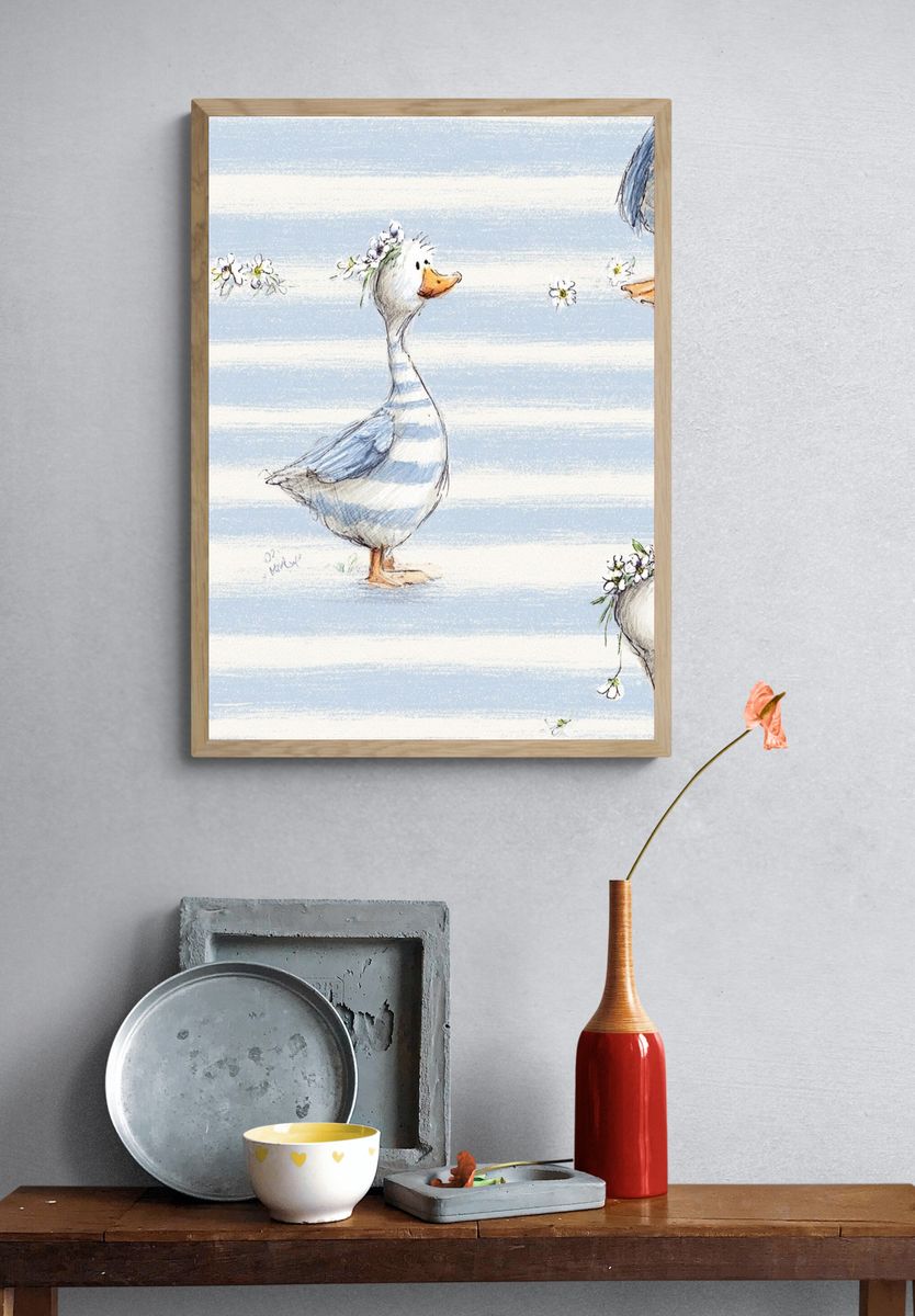 Duckling Floral Watercolor Print. — room view 3