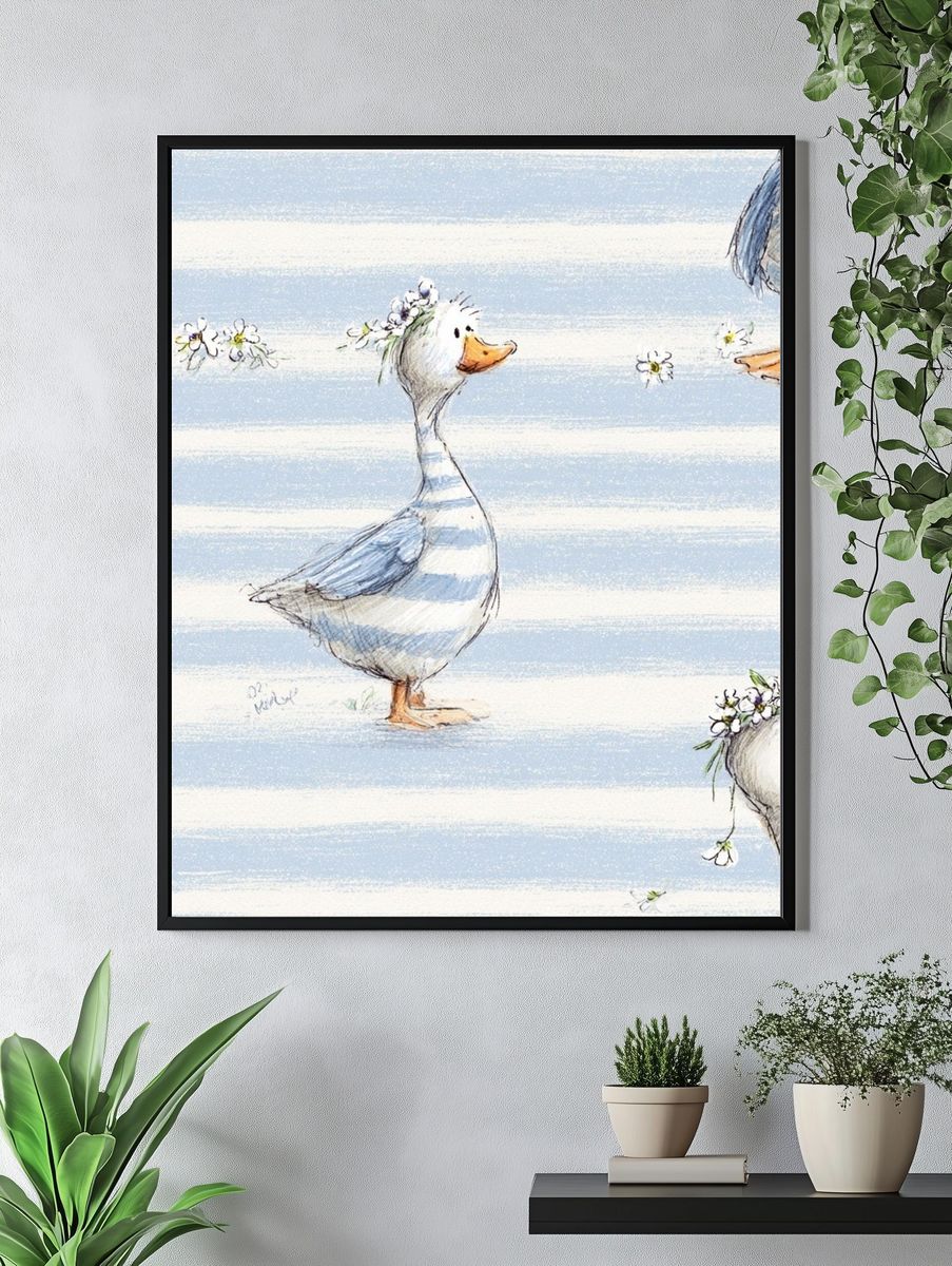 Duckling Floral Watercolor Print. — room view 4