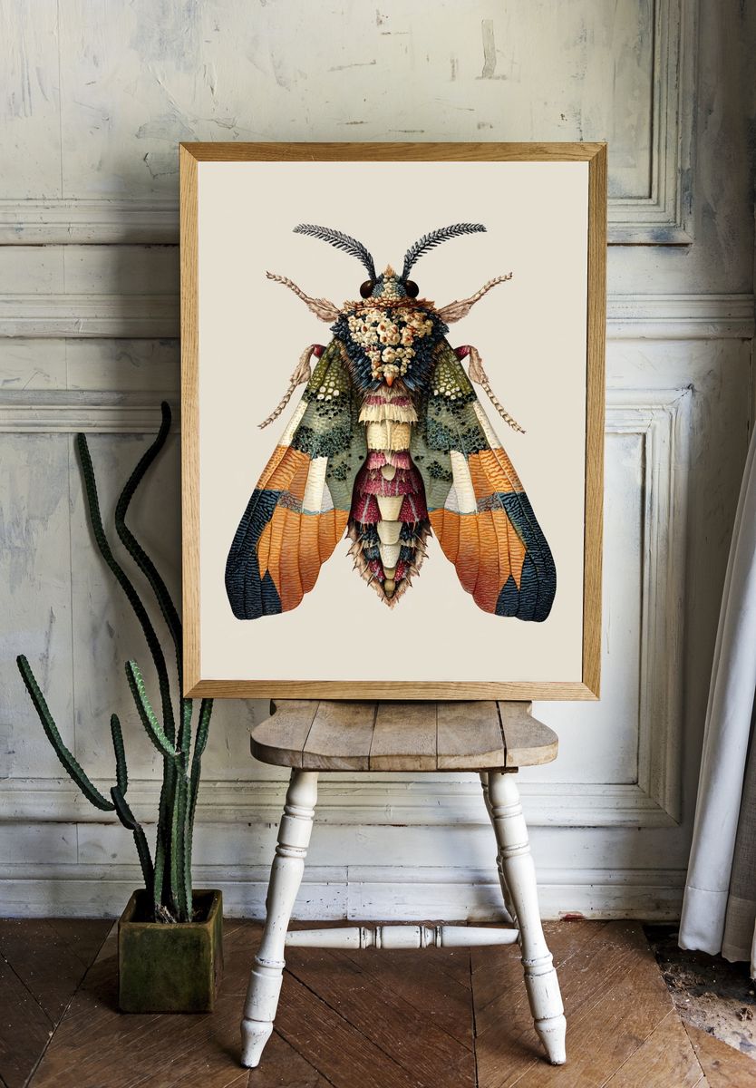 Decorative Moth Illustration Poster. — room view 1