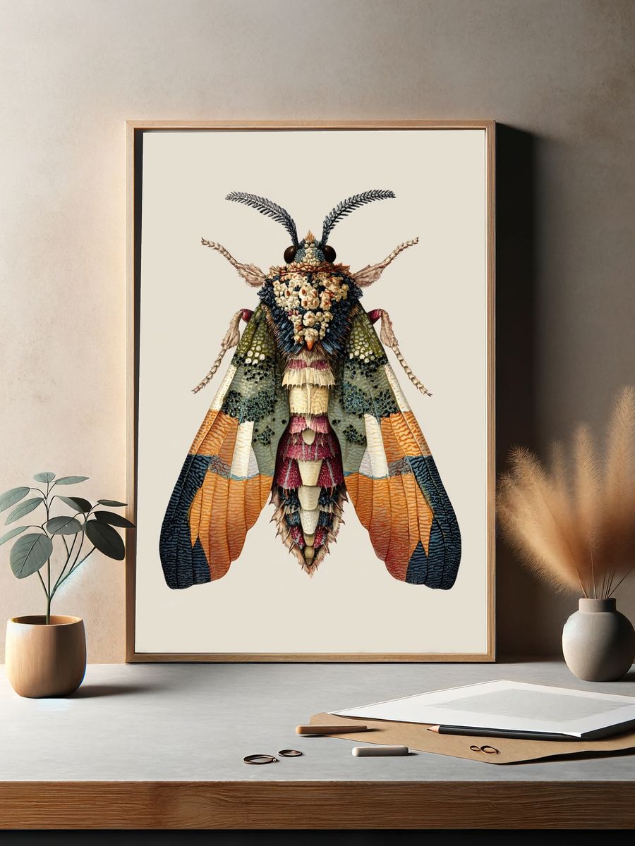 Decorative Moth Illustration Poster. — room view 2