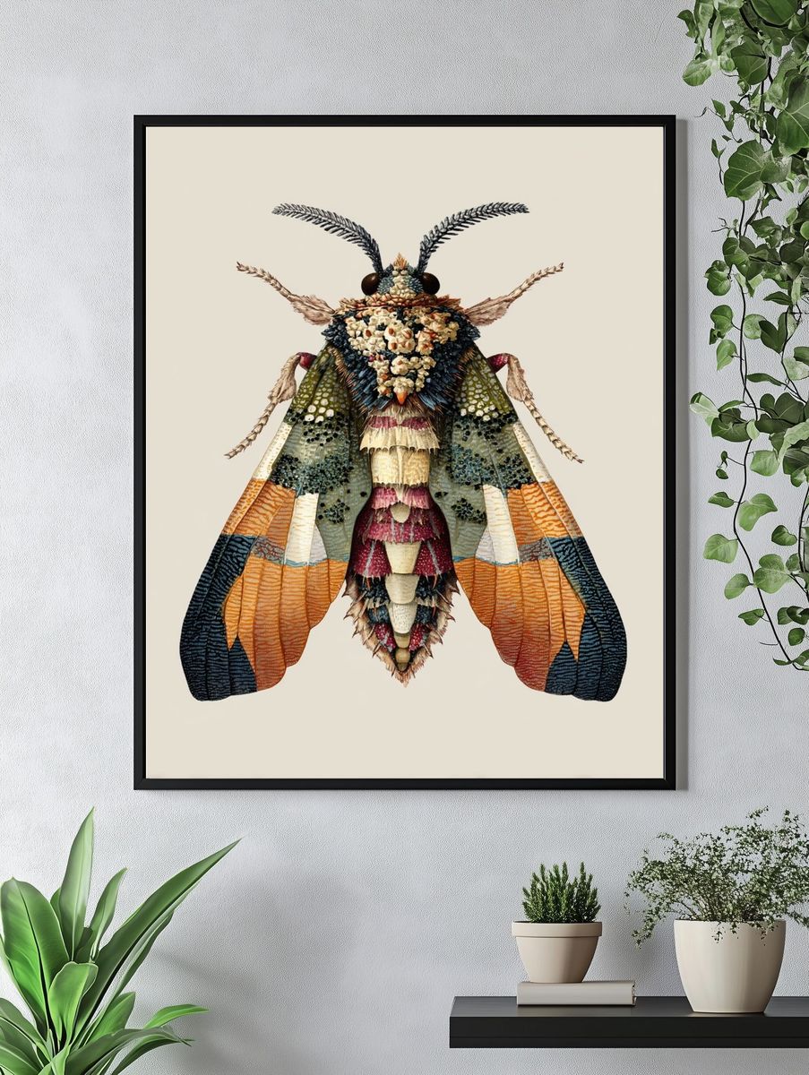 Decorative Moth Illustration Poster. — room view 4