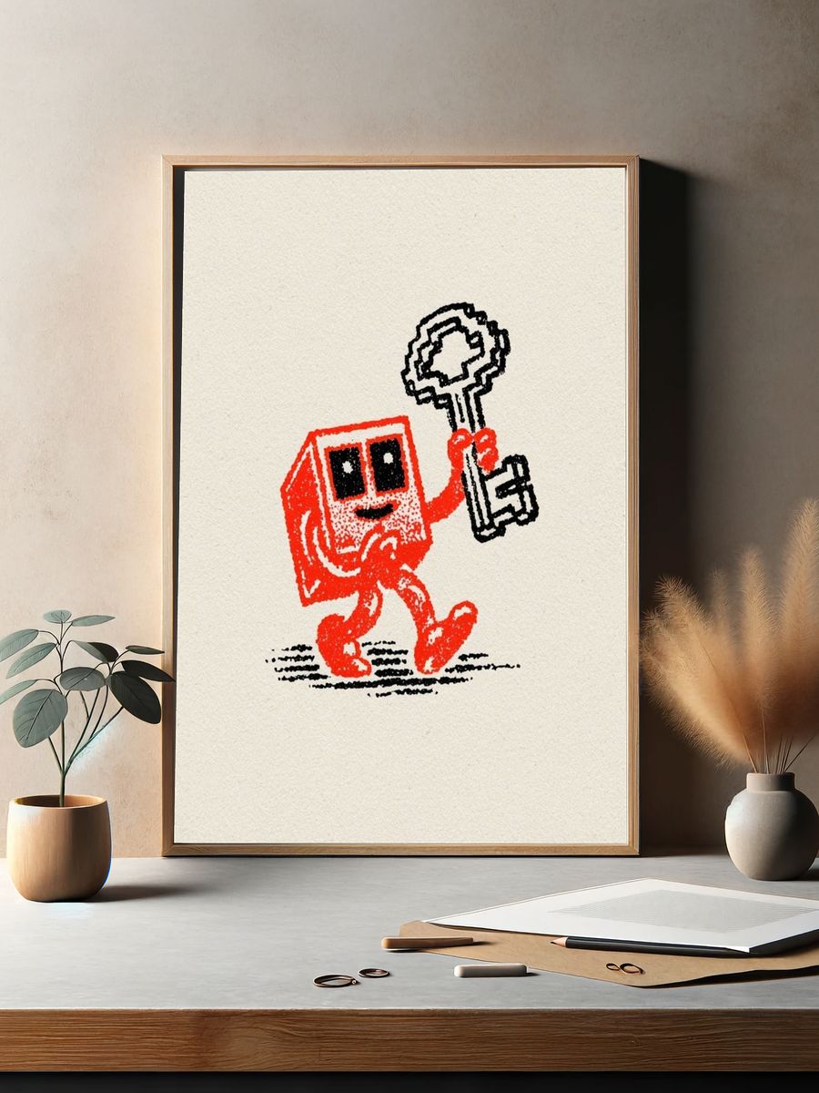 Pixel Key Character Illustration Poster. — room view 2