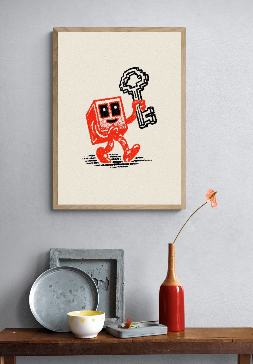 Pixel Key Character Illustration Poster. — room view 3