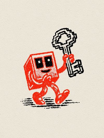 Pixel Key Character Illustration Poster. poster