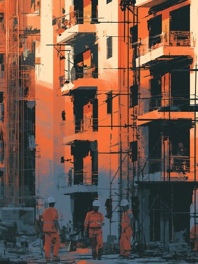 Urban Construction Site Illustration Poster.