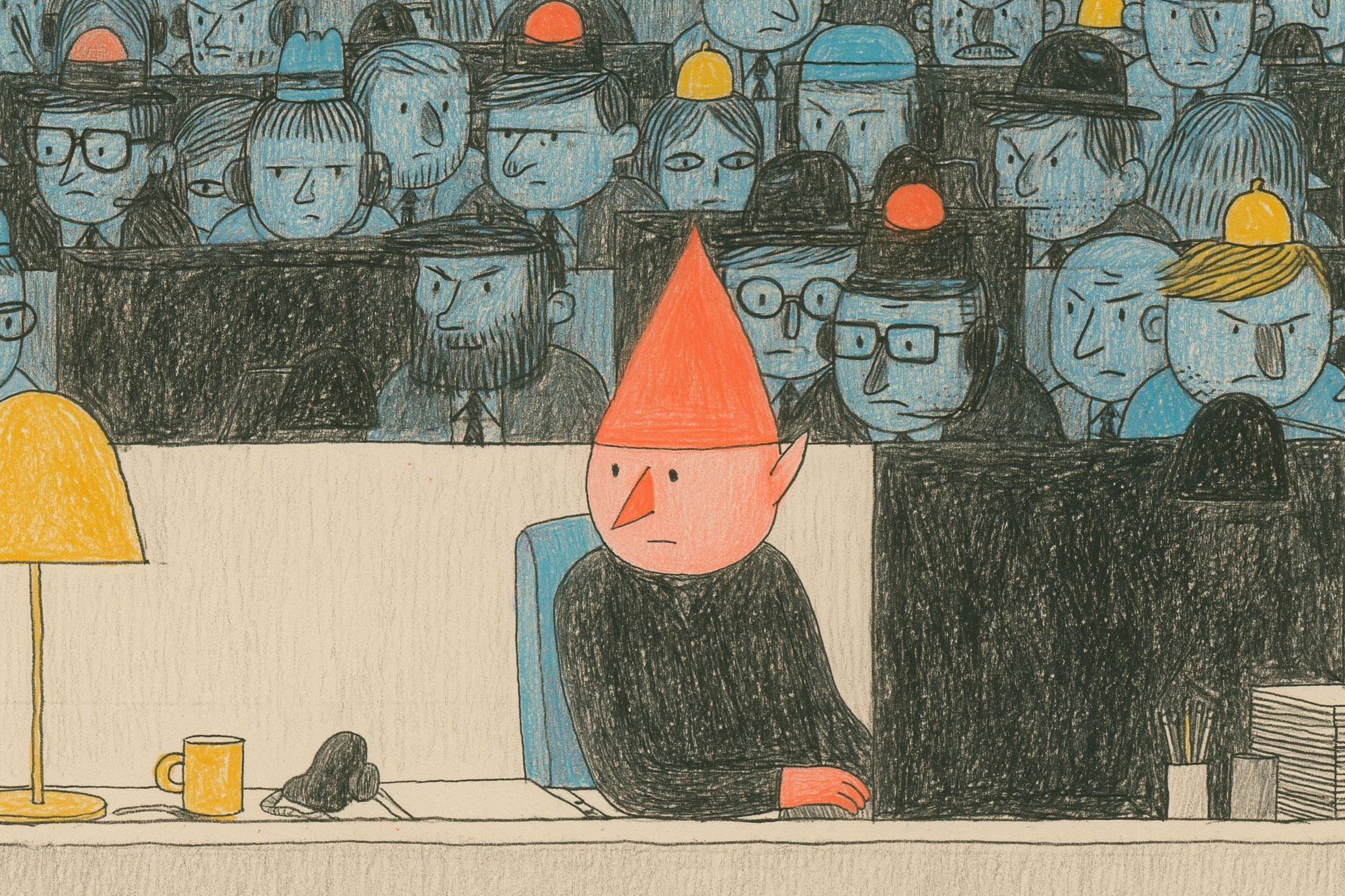 Crowded Office Illustration Poster. poster detail