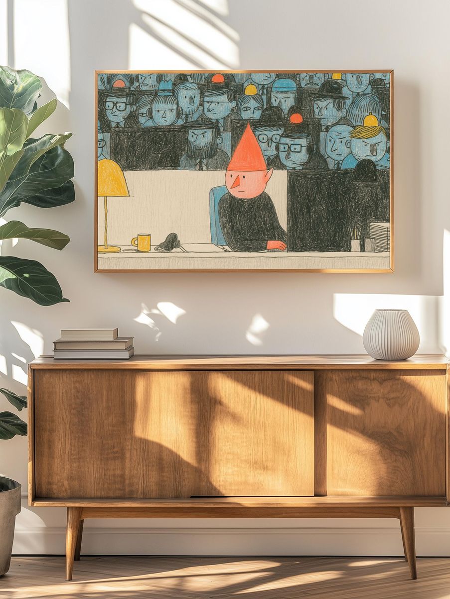 Crowded Office Illustration Poster. — room view 3
