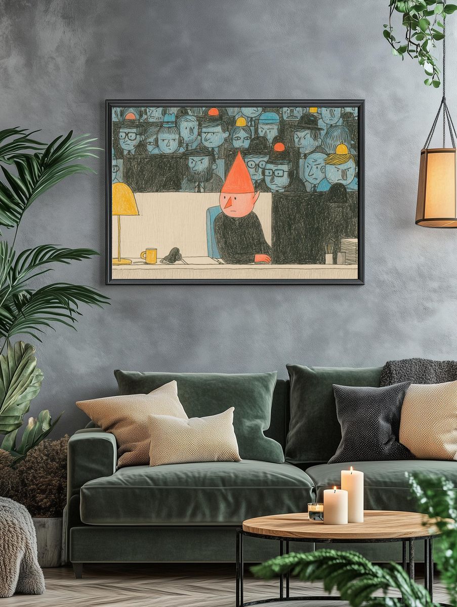 Crowded Office Illustration Poster. — room view 4