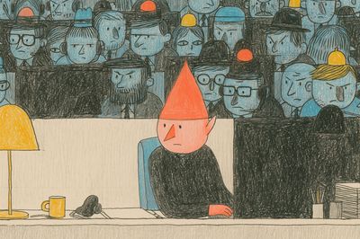 Crowded Office Illustration Poster.