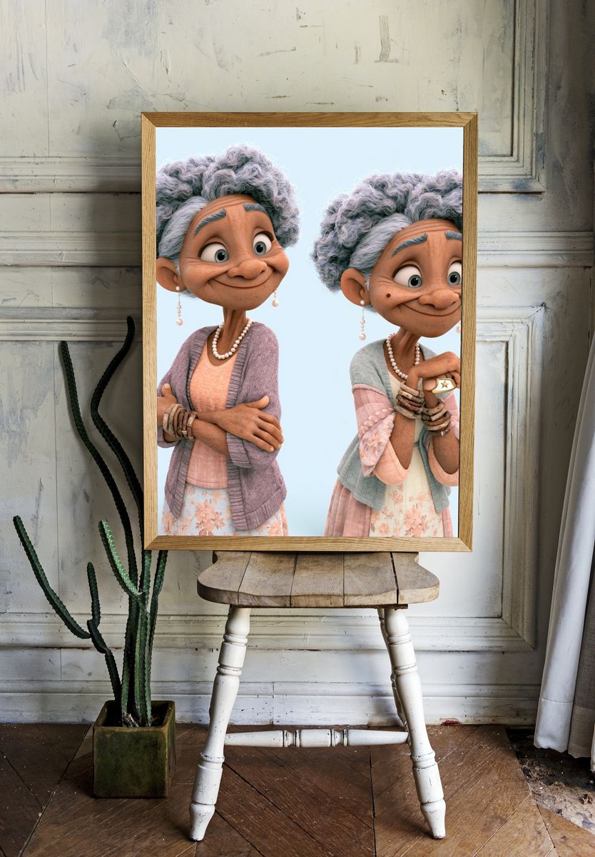 Elderly Sisters Digital Art Poster. — room view 1