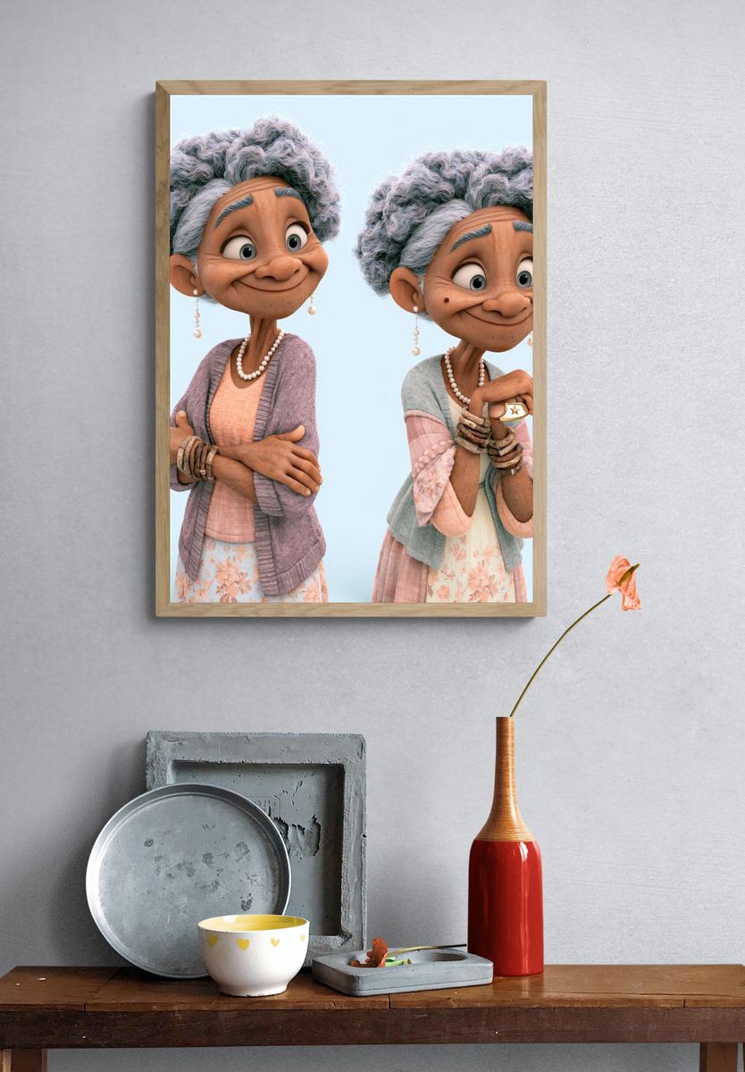 Elderly Sisters Digital Art Poster. — room view 3
