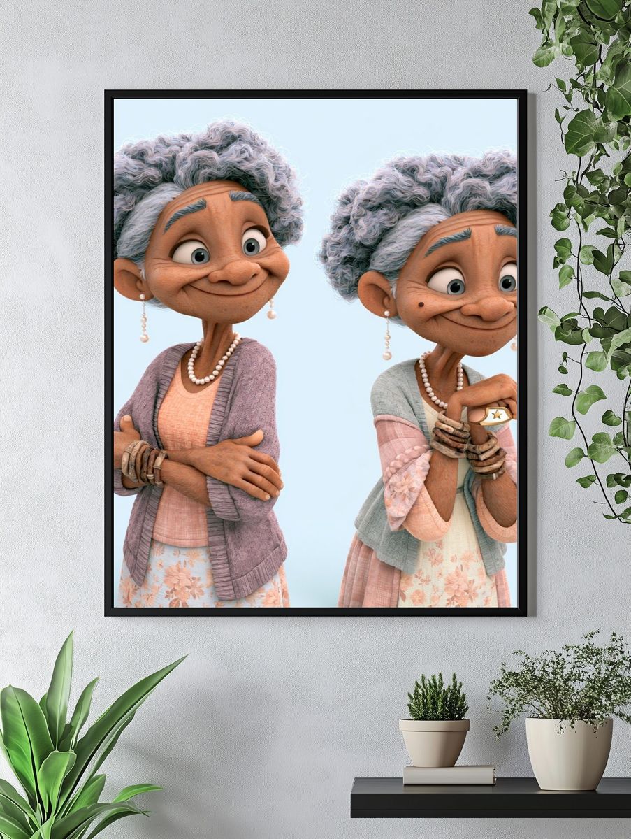 Elderly Sisters Digital Art Poster. — room view 4