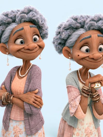 Elderly Sisters Digital Art Poster.