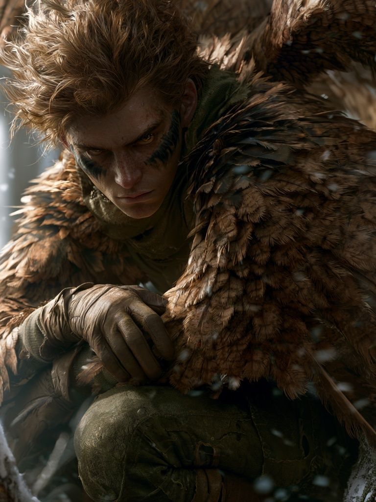 Feral Warrior Portrait Print. poster — illustration art