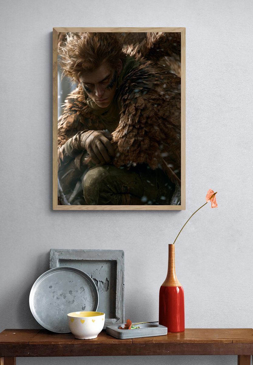 Feral Warrior Portrait Print. — room view 3