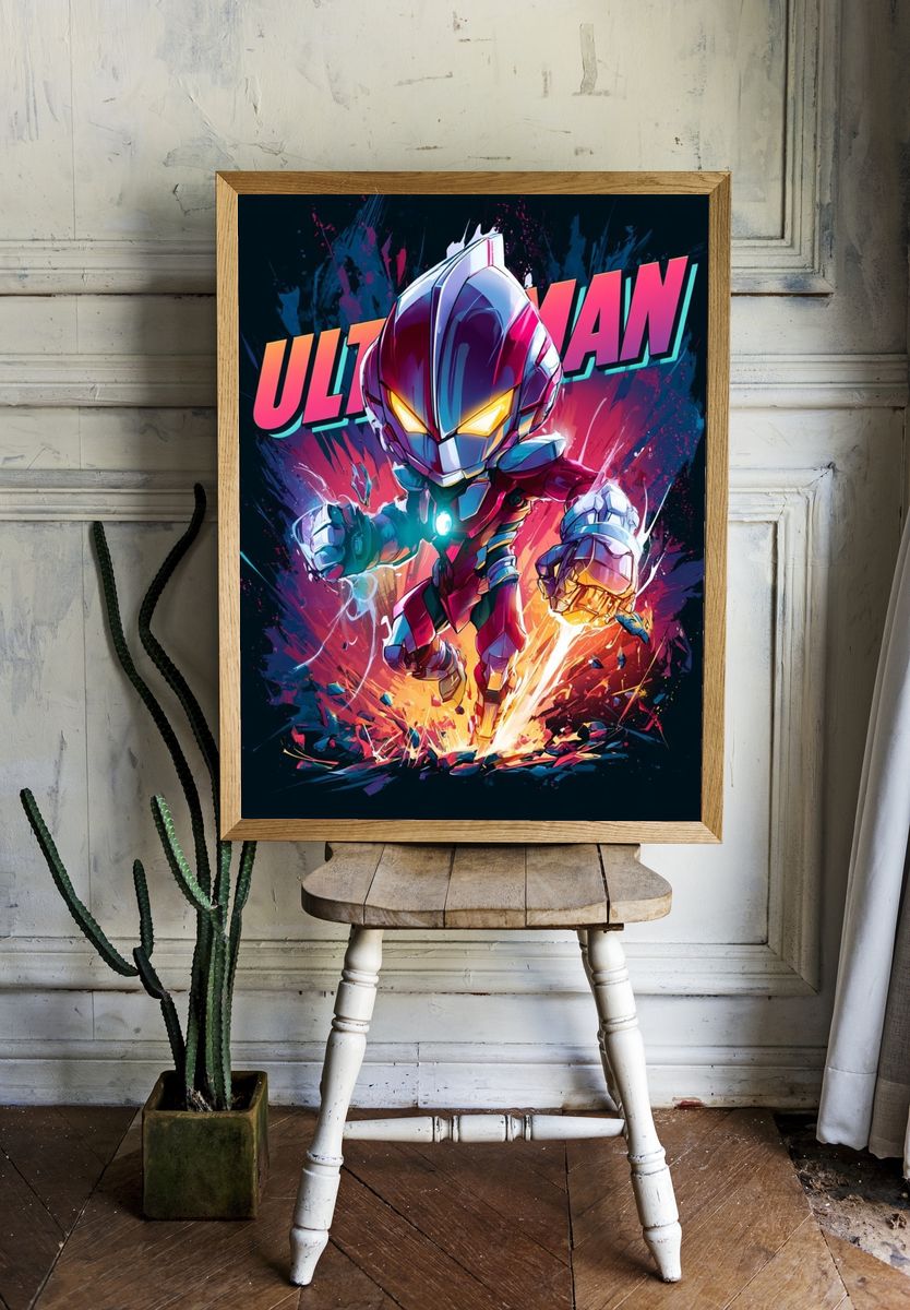 Ultraman Neon Action Poster. room preview