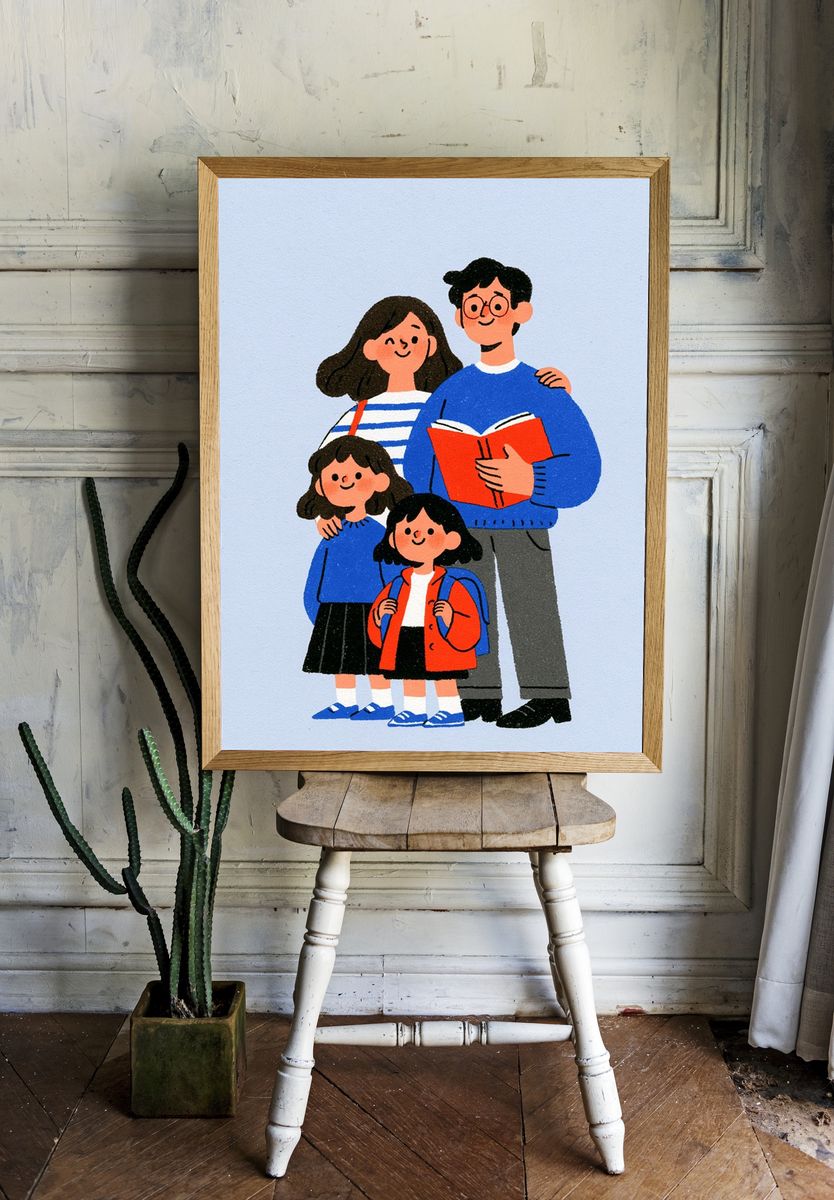 Happy Family Illustration Poster. room preview